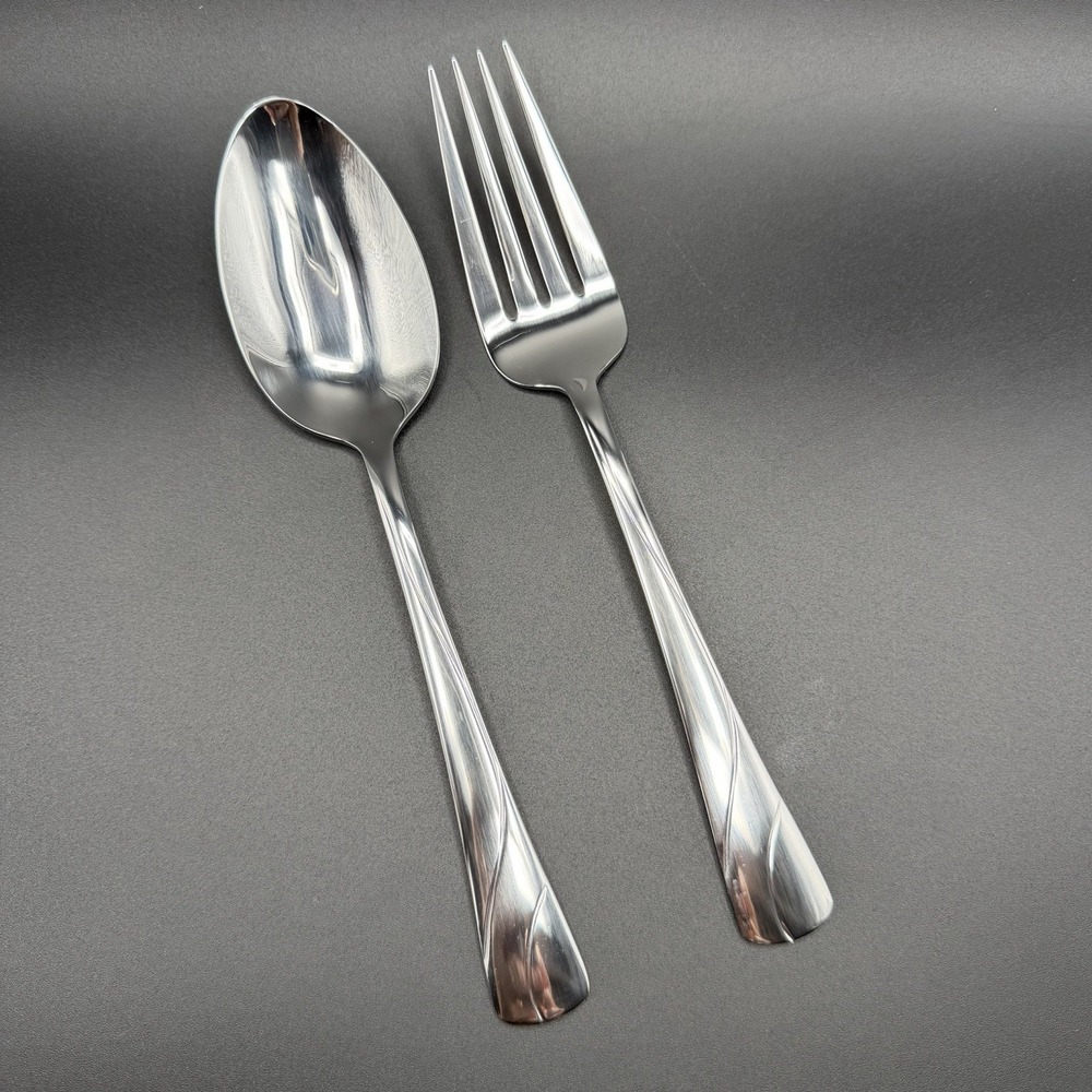 Serving Fork & Serving Spoon NEW Oneida RIVER Pattern Flatware Set